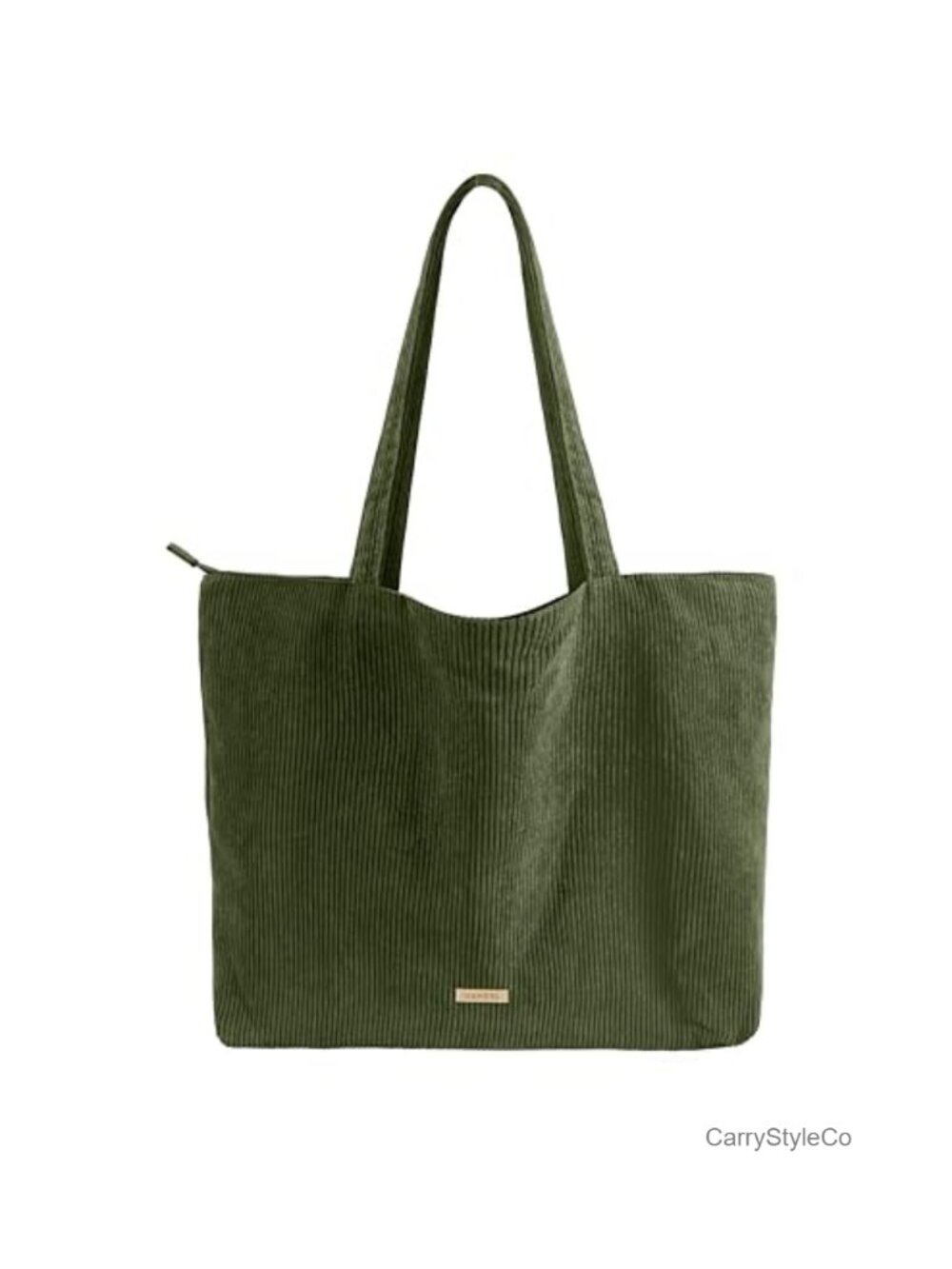Corduroy Tote Bag with Zipper and Inner Pockets, Large Fits Laptop & Textbooks
